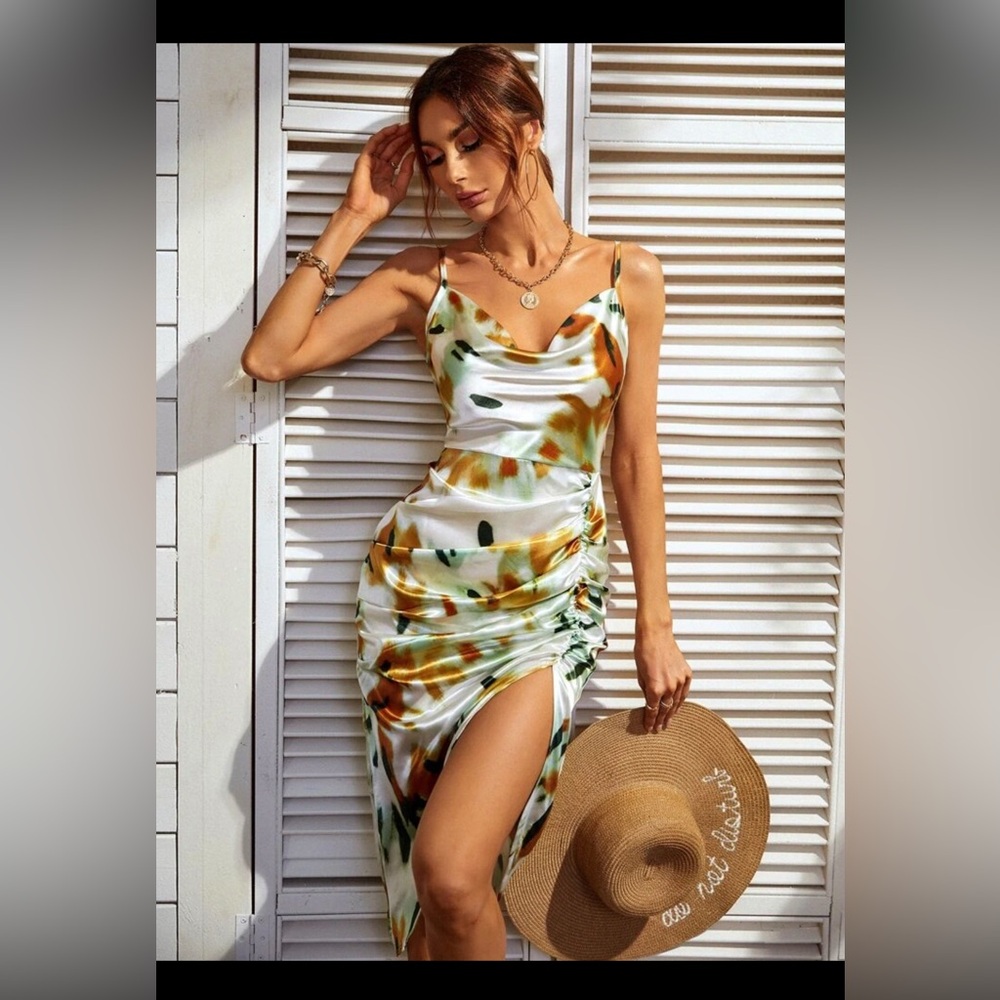 Satin Multicolor Dress NWTS